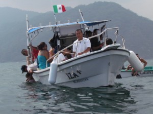 yelapa tributes mariners in special service in boats in yelapa Bay